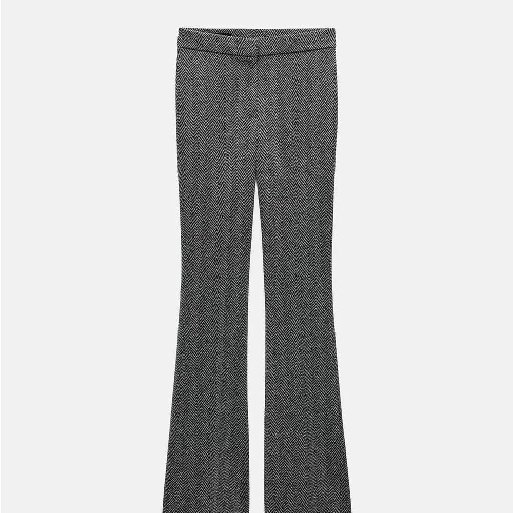 Women's Gray Herringbone Pants